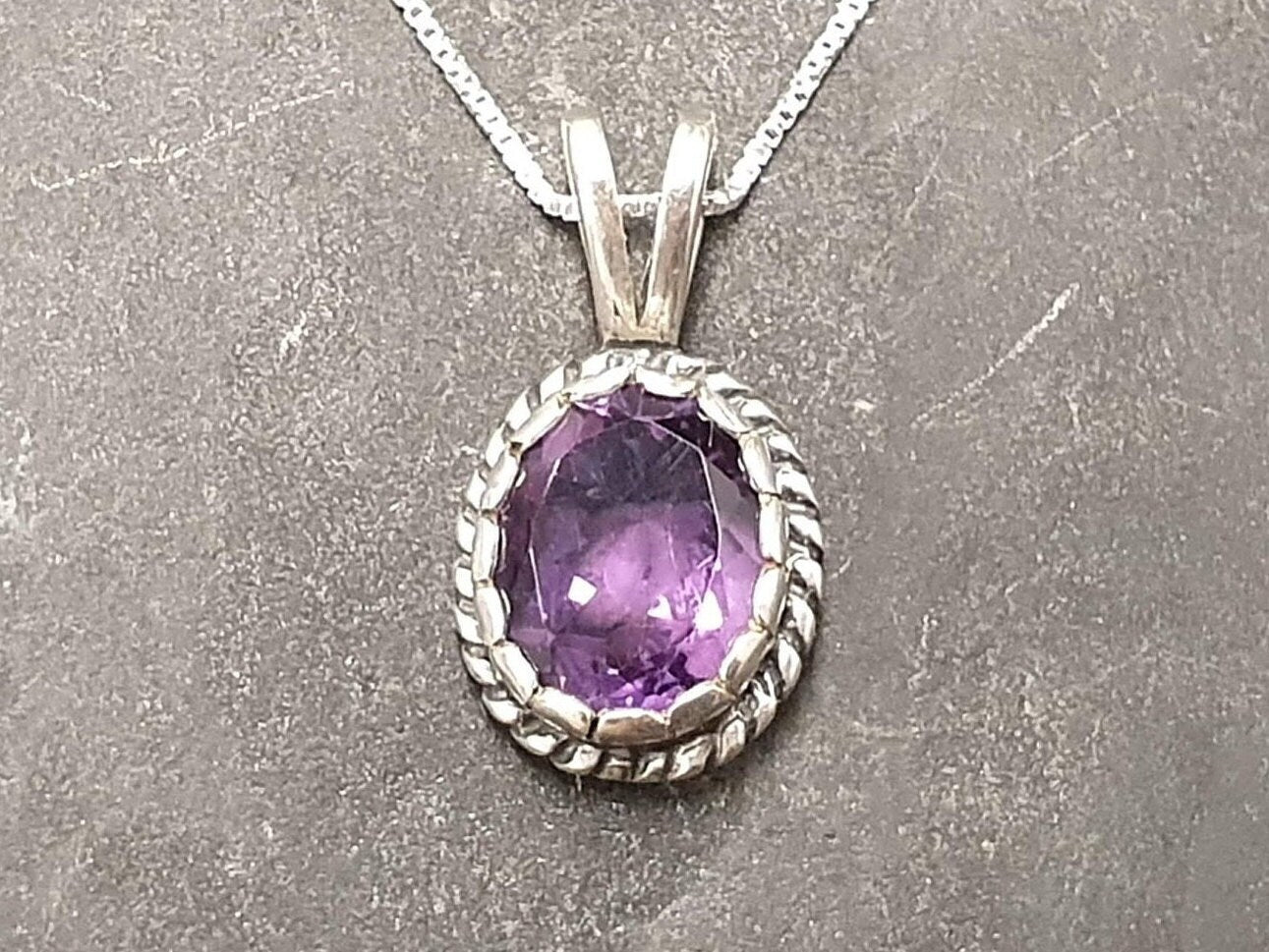 Amethyst Pendant, Natural Amethyst, Vintage Pendant, February Birthstone, Purple Pendant, Dainty Antique Pendant, Solid Silver Pendant