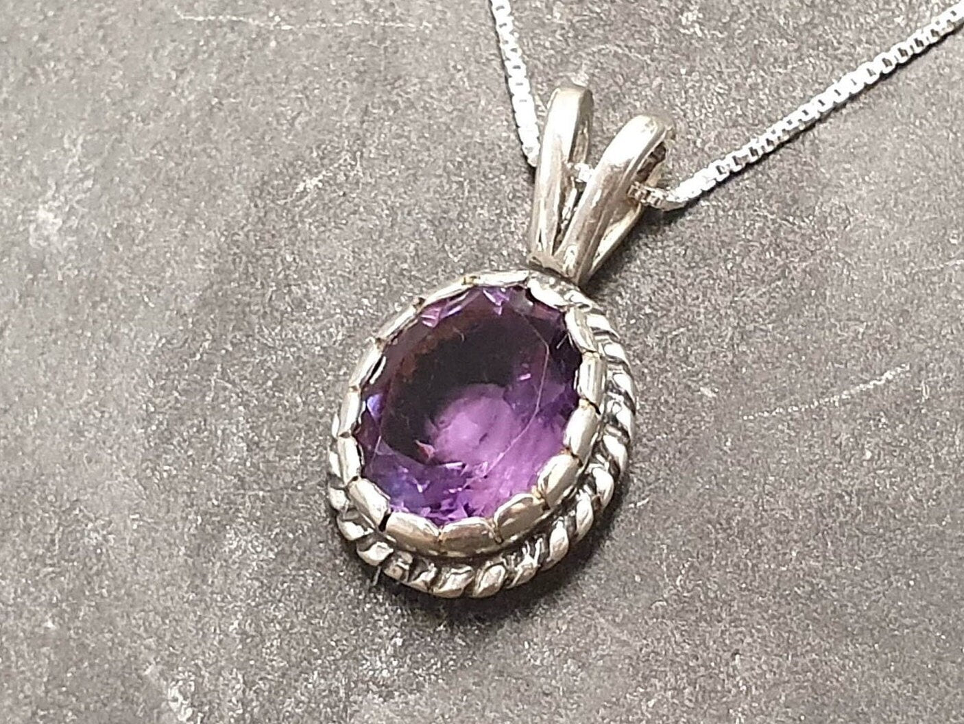 Amethyst Pendant, Natural Amethyst, Vintage Pendant, February Birthstone, Purple Pendant, Dainty Antique Pendant, Solid Silver Pendant