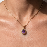 Gold Amethyst Pendant, Natural Amethyst, February Birthstone Necklace