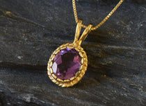 Amethyst Pendant, Natural Amethyst, Vintage Pendant, February Birthstone, Purple Pendant, Dainty Antique Pendant, Solid Silver Pendant(1)
