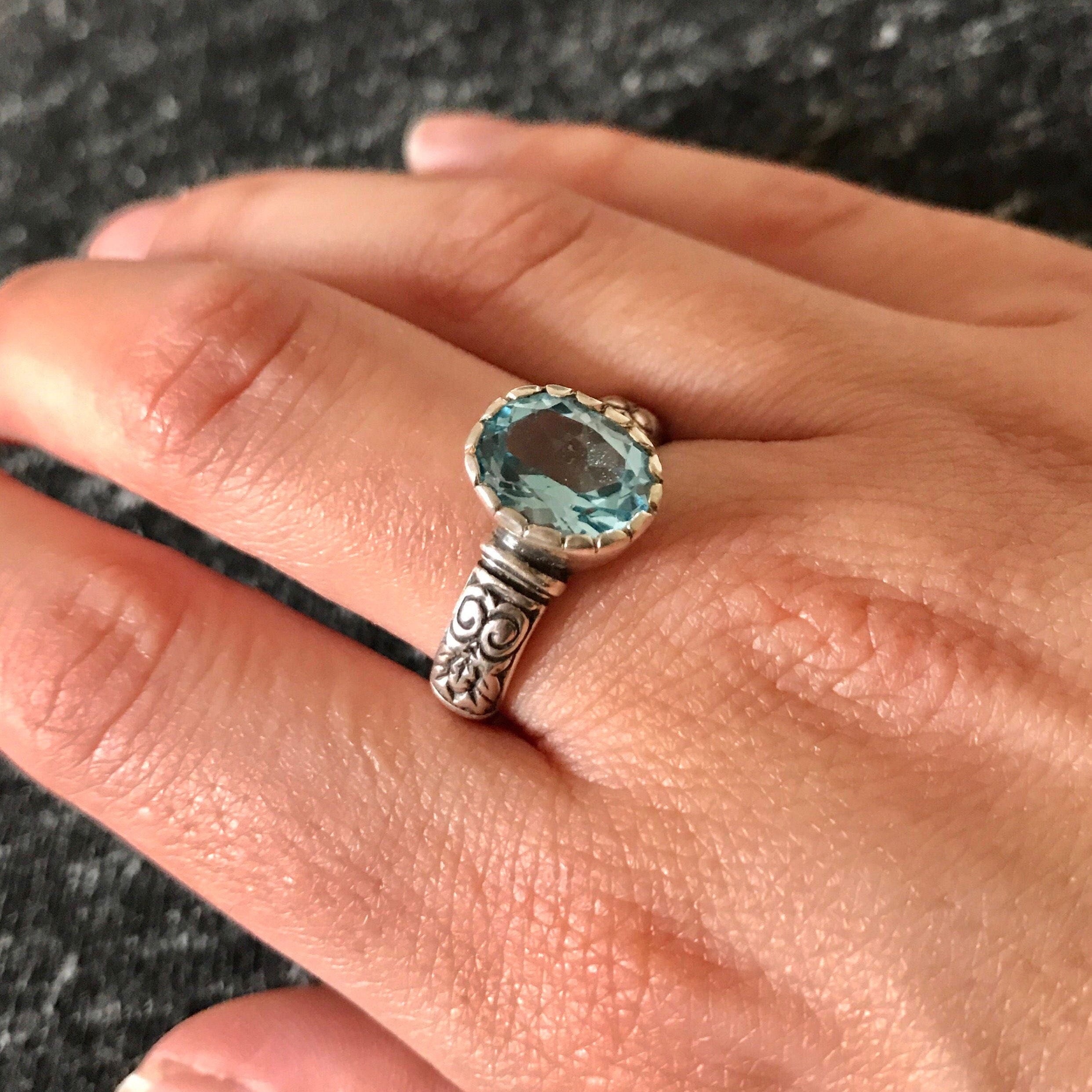 Blue Topaz Ring, Natural Topaz, December Birthstone, Vintage Rings, Vintage Topaz Ring, Blue Topaz SKY, Blue Diamond, Solid Silver Ring