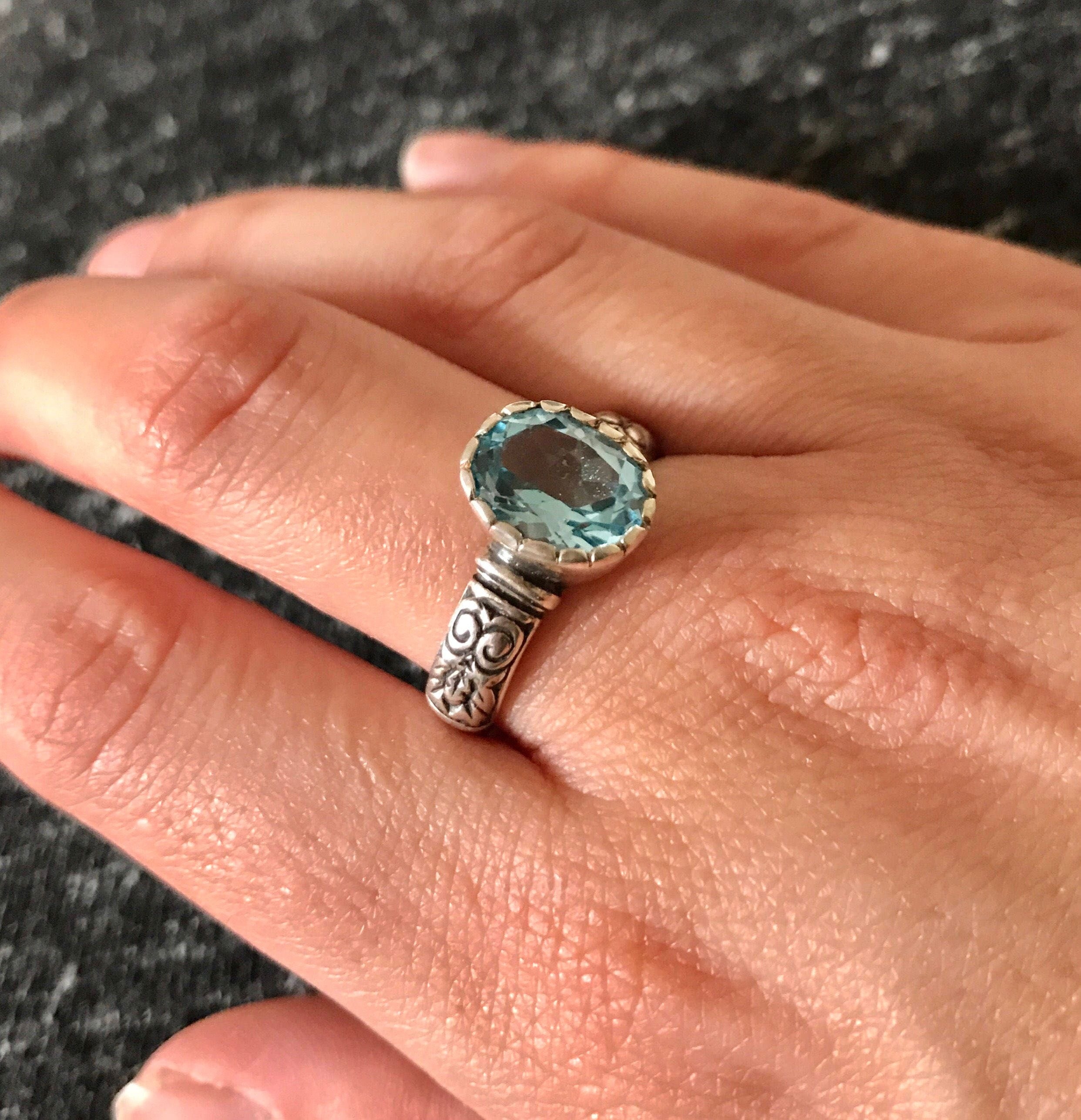 Blue Topaz Ring, Natural Topaz, December Birthstone, Vintage Rings, Vintage Topaz Ring, Blue Topaz SKY, Blue Diamond, Solid Silver Ring