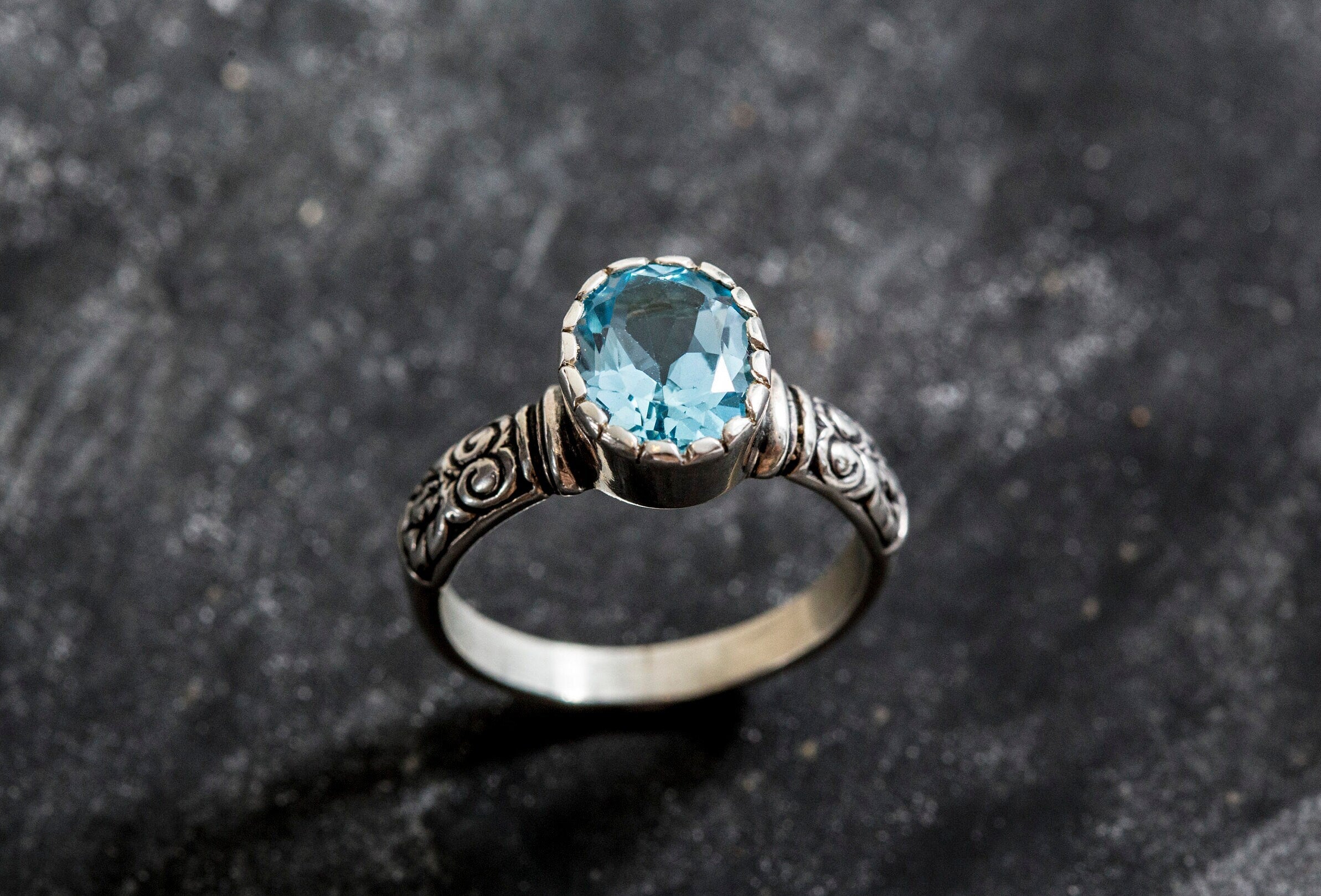 Blue Topaz Ring, Natural Topaz, December Birthstone, Vintage Rings, Vintage Topaz Ring, Blue Topaz SKY, Blue Diamond, Solid Silver Ring