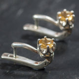 Citrine Earrings - Yellow Drop Earrings - Minimalist Vintage Studs