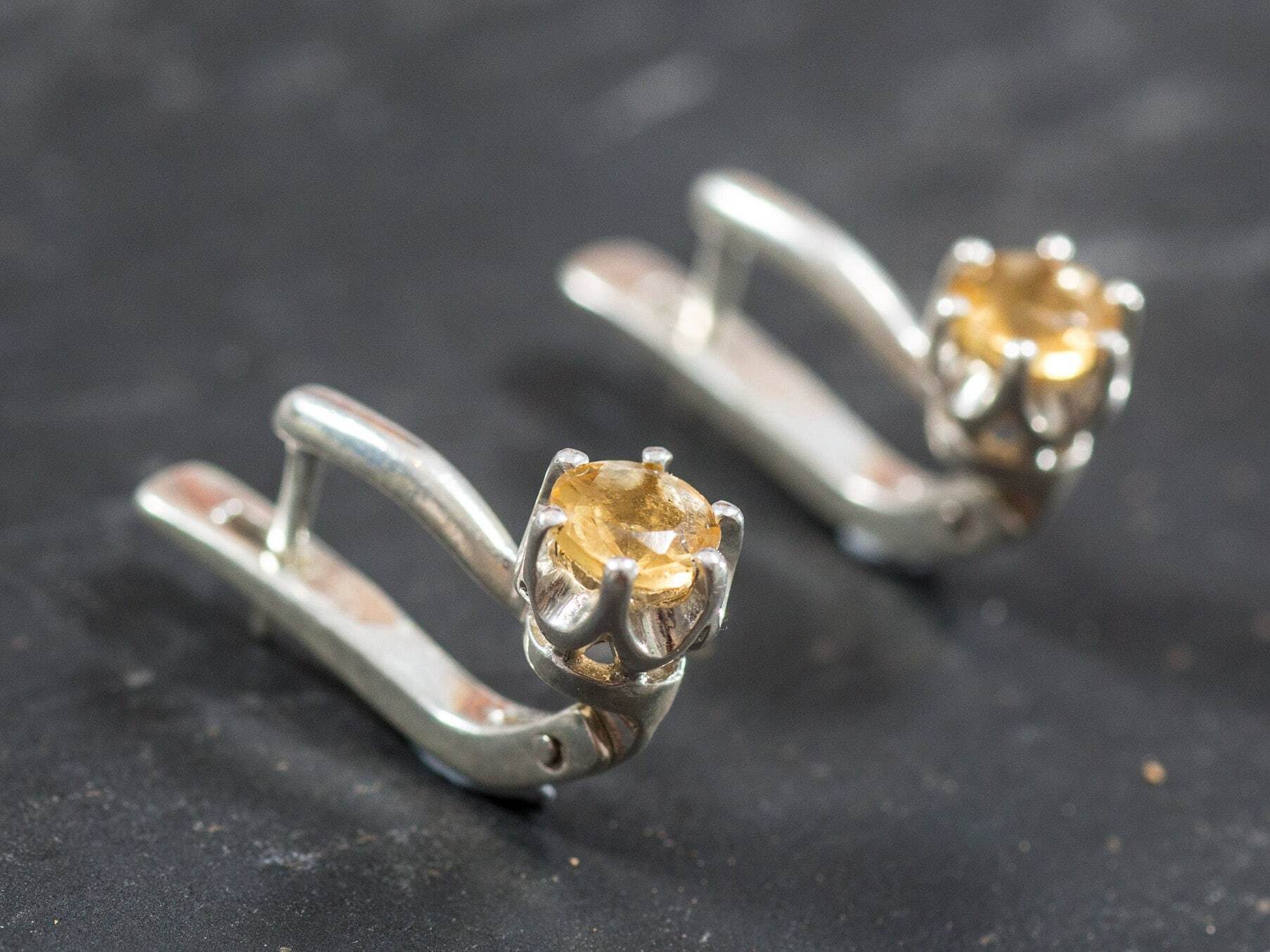 Citrine Earrings, Natural Citrine, Yellow Earrings, Stud Earrings, November Earrings, November Birthstone, Solid Silver Earrings, Citrine