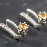 Gold Citrine Studs - Natural Citrine Earrings, Yellow Drop Earrings
