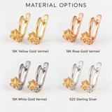 Gold Citrine Studs - Natural Citrine Earrings, Yellow Drop Earrings