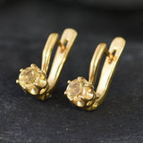 Citrine Earrings - Yellow Drop Earrings - Minimalist Vintage Studs