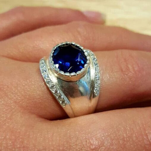 Blue Topaz Ring, Natural Blue Topaz, Vintage Rings, December Birthstone, CZ Diamonds, December Ring, Blue Ring, Solid Silver Ring, Topaz