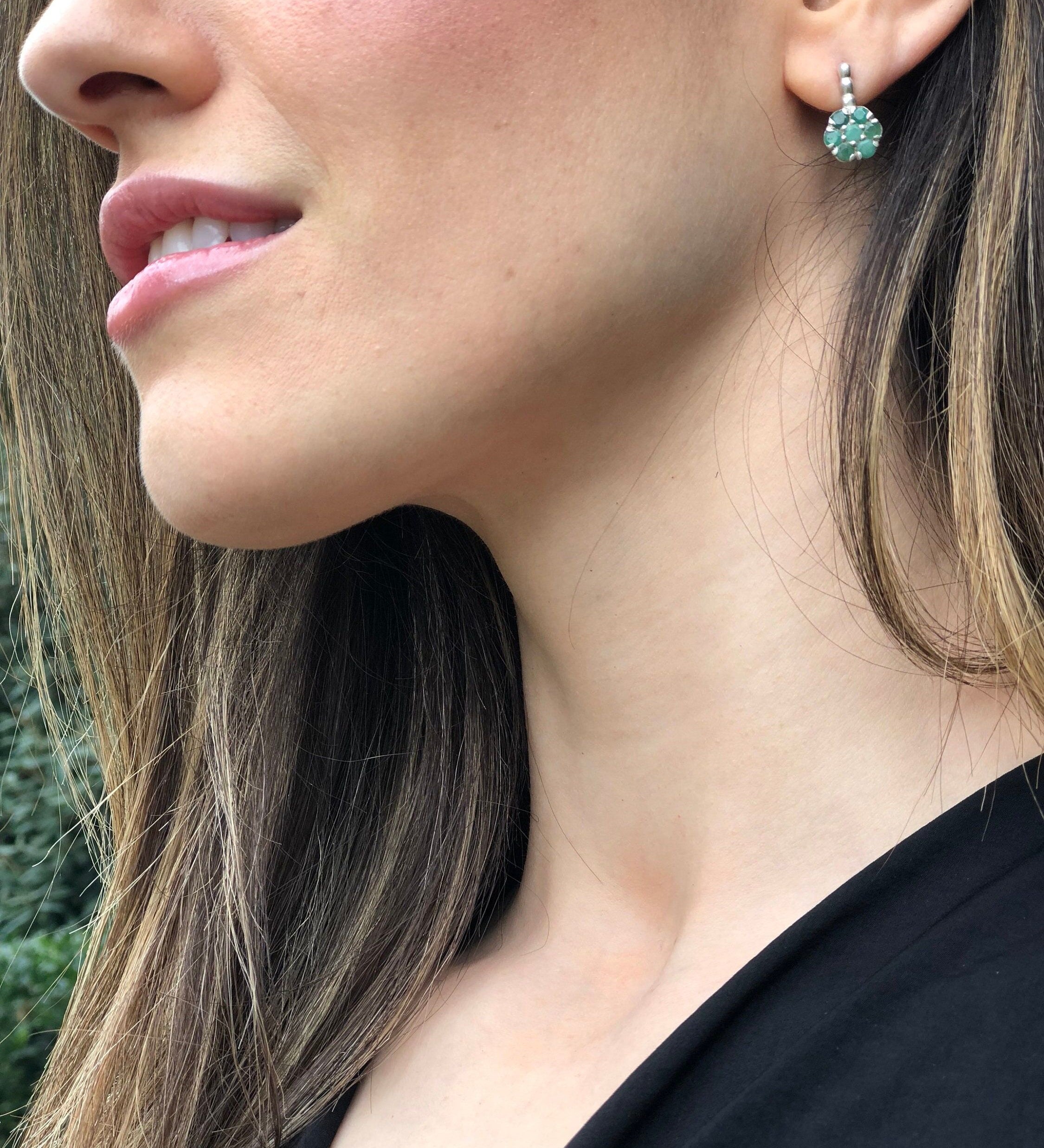 Flower Earrings, Topaz Earrings, Natural Stones, Vintage Earrings, Amethyst Earrings, Peridot Earrings, Blue Topaz Earrings, Solid Silver