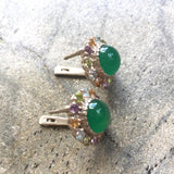 Vintage Emerald Earrings - Statement Emerald Earrings - Genuine Topaz Flower Earrings