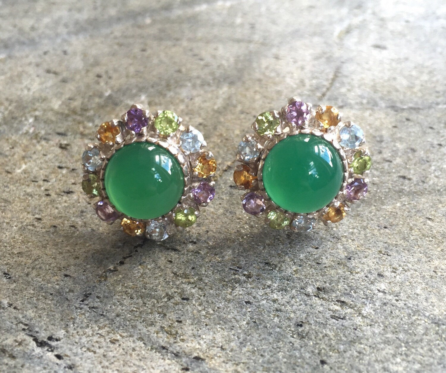 Created Emerald Earrings made in 925 Sterling Silver with Round Created Green Emerald in Halo setting, May Birthstone gift idea, symbolizes, ideal for everyday wear and perfect for birthday gifting and special occasions.