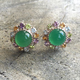 Vintage Emerald Earrings - Statement Emerald Earrings - Genuine Topaz Flower Earrings