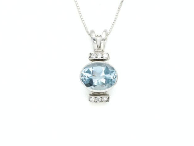 Blue Topaz Pendant, Vintage Topaz Pendant, Blue Topaz Necklace, Sky Topaz Pendant, Bridal Pendant, Topaz Pendant, Solid Silver Pendant,Topaz