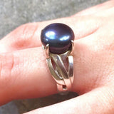 Black Pearl Ring - Real Pearl Statement Ring - Vintage Pearl Ring