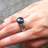 Black Pearl Ring - Real Pearl Statement Ring - Vintage Pearl Ring