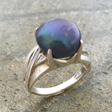 Black Pearl Ring - Real Pearl Statement Ring - Vintage Pearl Ring