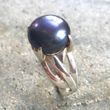 Black Pearl Ring - Real Pearl Statement Ring - Vintage Pearl Ring