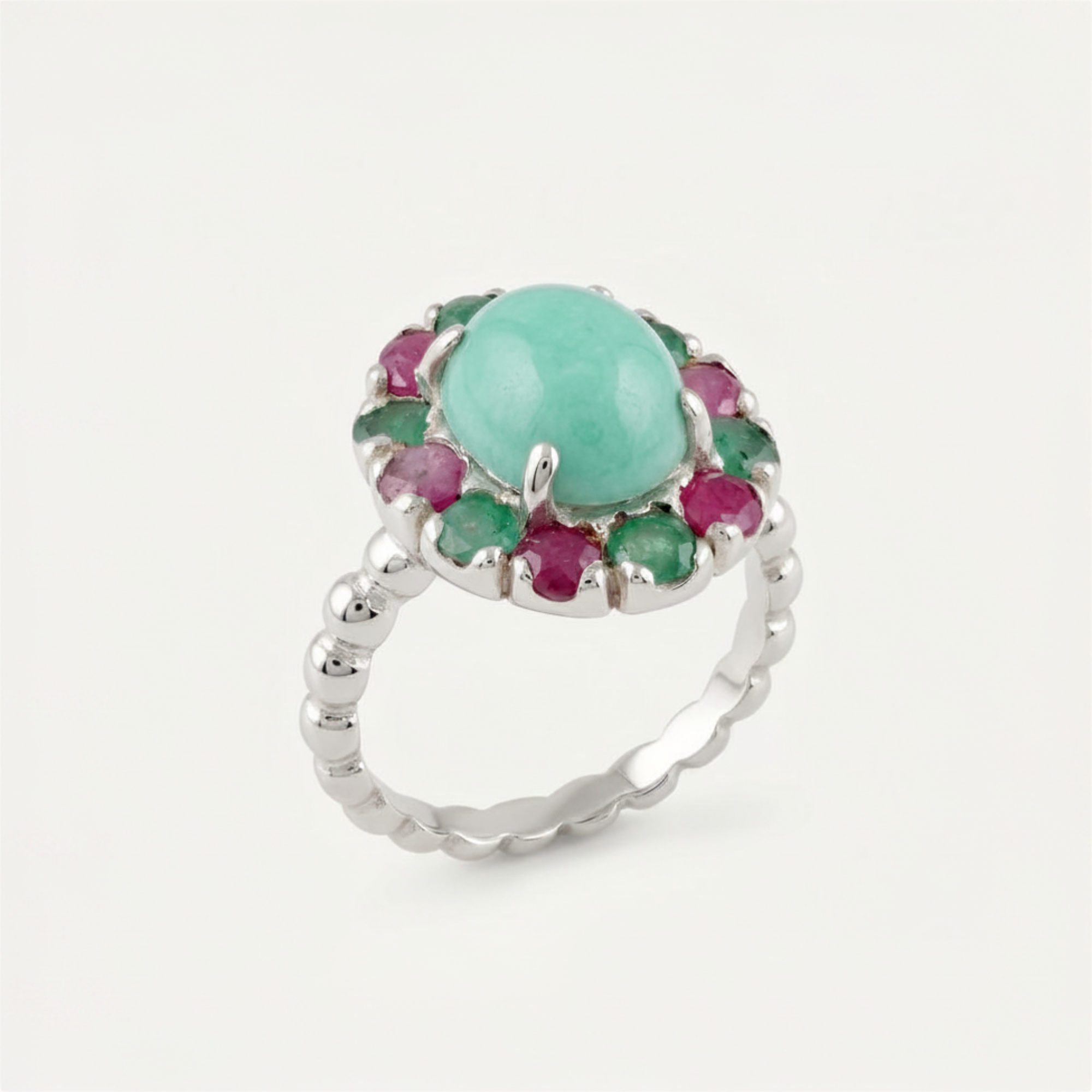 Natural Emerald Ring made in 925 Sterling Silver with Oval Natural Green Emerald in Halo setting, May Birthstone gift idea, symbolizes growth, harmony, and deep emotional healing, ideal for everyday wear and perfect for birthday gifting and special occasions.