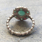 Large Emerald Ring, Natural Emerald, Natural Ruby, May Birthstone, Victorian Ring, Vintage Ring, Mothers Birthstone Ring, Solid Silver Ring