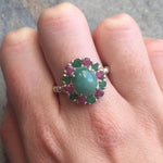 Large Emerald Ring, Natural Emerald, Natural Ruby, May Birthstone, Victorian Ring, Vintage Ring, Mothers Birthstone Ring, Solid Silver Ring