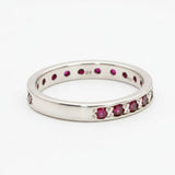 Beautifully crafted 925 Sterling Silver ring with a round Created Red Ruby, ideal for July birthdays and daily wear.