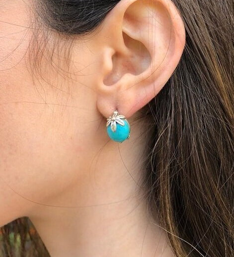 Black Pearl Earrings, Pearl Earrings, Natural Pearl, June Earrings, Silver Leaf Earrings, Round Pearl Earrings, Flower Earrings, Black Pearl