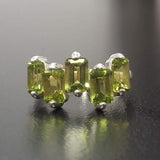 Peridot Ring - Green Baguette Ring - Vintage Square Ring