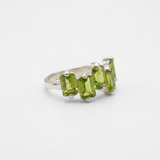 Peridot Ring - Green Baguette Ring - Vintage Square Ring