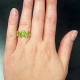 Peridot Ring - Green Baguette Ring - Vintage Square Ring
