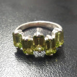 Peridot Ring - Green Baguette Ring - Vintage Square Ring
