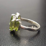 Peridot Ring - Green Baguette Ring - Vintage Square Ring