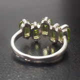 Peridot Ring - Green Baguette Ring - Vintage Square Ring