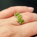 Peridot Ring - Green Baguette Ring - Vintage Square Ring