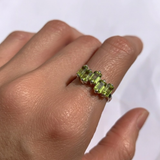 Peridot Ring - Green Baguette Ring - Vintage Square Ring