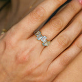 Peridot Baguette Gold Ring - Asymmetric Band, Natural Peridot Ring, Emerald Cut Ring