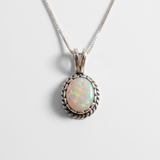 Vintage Opal Necklace - Natural Opal Pendant - October Birthstone Necklace