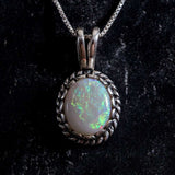 Vintage Opal Necklace - Natural Opal Pendant - October Birthstone Necklace