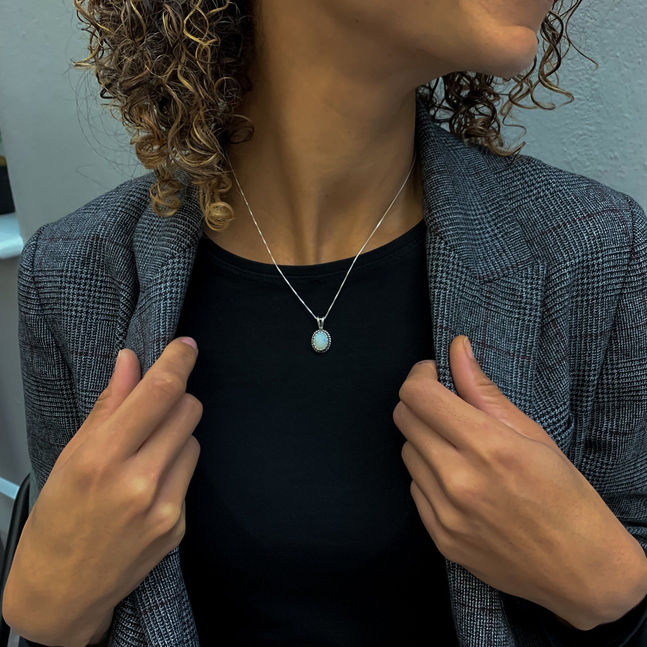 Opal Pendant, Natural Opal Pendant, Australian Opal, October Birthstone, Opal Necklace, Vintage Pendant, Opal, Silver Pendant, Real Opal (613162189)