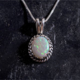 Vintage Opal Necklace - Natural Opal Pendant - October Birthstone Necklace