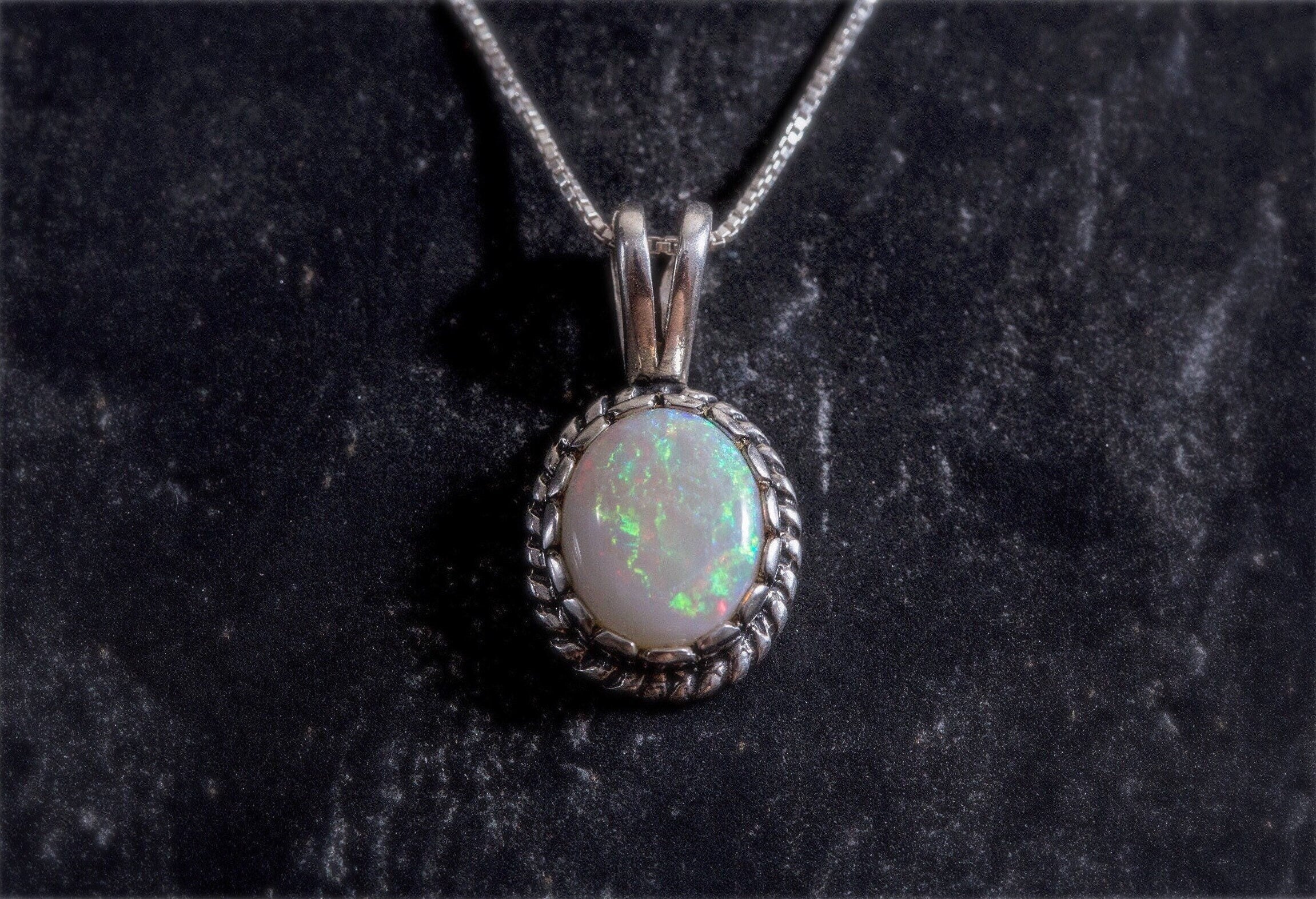 Opal Pendant, Natural Opal Pendant, Australian Opal, October Birthstone, Opal Necklace, Vintage Pendant, Opal, Silver Pendant, Real Opal