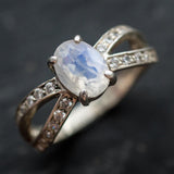 Vintage Moonstone Ring - Rainbow Moonstone Ring - Gold Promise Ring