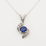 Created Sapphire Pendant made in 925 Sterling Silver with Baguette Created Blue Sapphire in Bezel setting, September Birthstone gift idea, symbolizes sincerity, truth, and faithfulness, ideal for everyday wear and perfect for birthday gifting and special occasions.