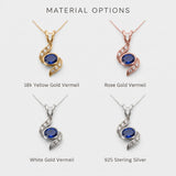 Stunning Created Sapphire Pendant in 925 Silver with Baguette cut, celebrates September birthdays and expresses loyalty and truth.