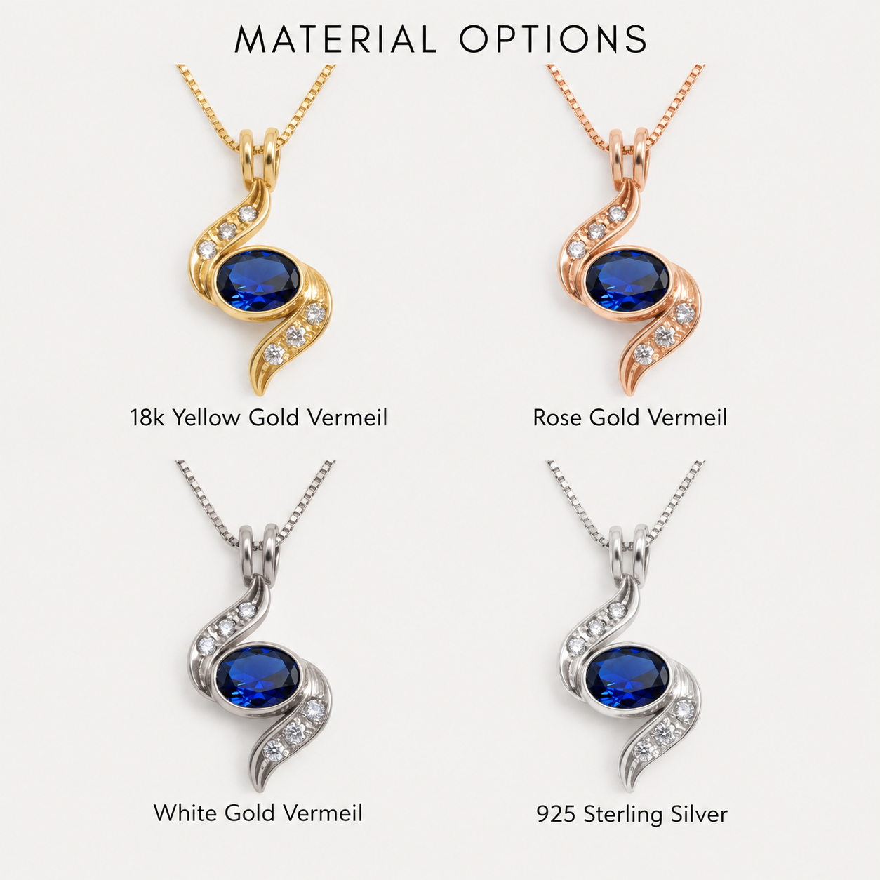 Dazzling 18k Gold Vermeil Sapphire Pendant featuring a Baguette Blue Sapphire, a meaningful gift for birthdays and special moments.