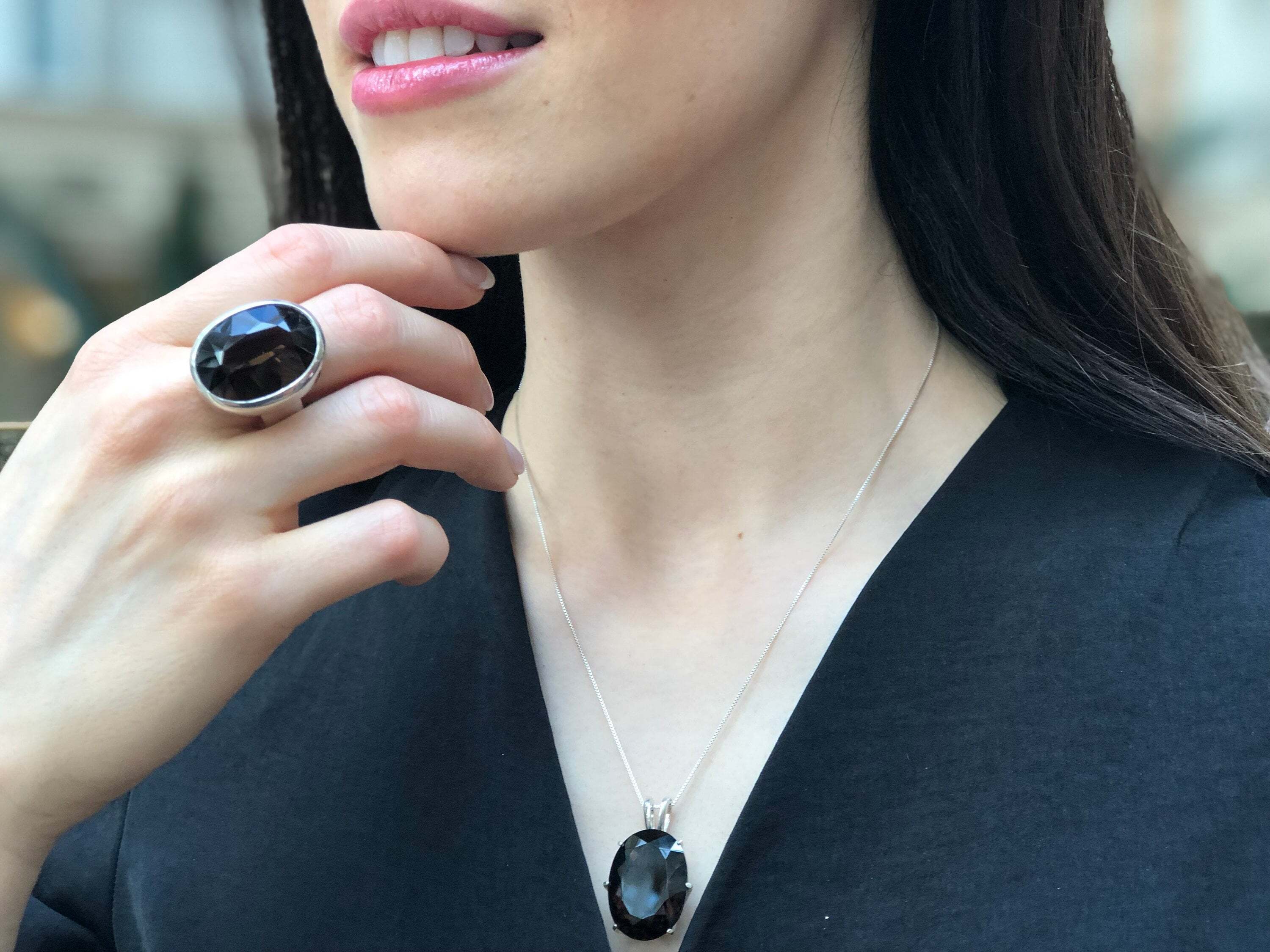 Smoky Topaz Ring, Natural Topaz, Statement Ring, Vintage Ring, Smoky Diamond, Solid Silver Ring, Huge Ring, Pure Silver, Diamond Cut, Smoky