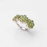 Peridot Ring - Green Flower Ring - Eternity Cluster Ring
