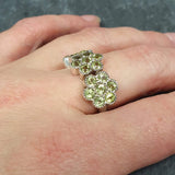Peridot Ring - Green Flower Ring - Eternity Cluster Ring