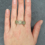 Peridot Ring - Green Flower Ring - Eternity Cluster Ring