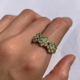 Peridot Ring - Green Flower Ring - Eternity Cluster Ring